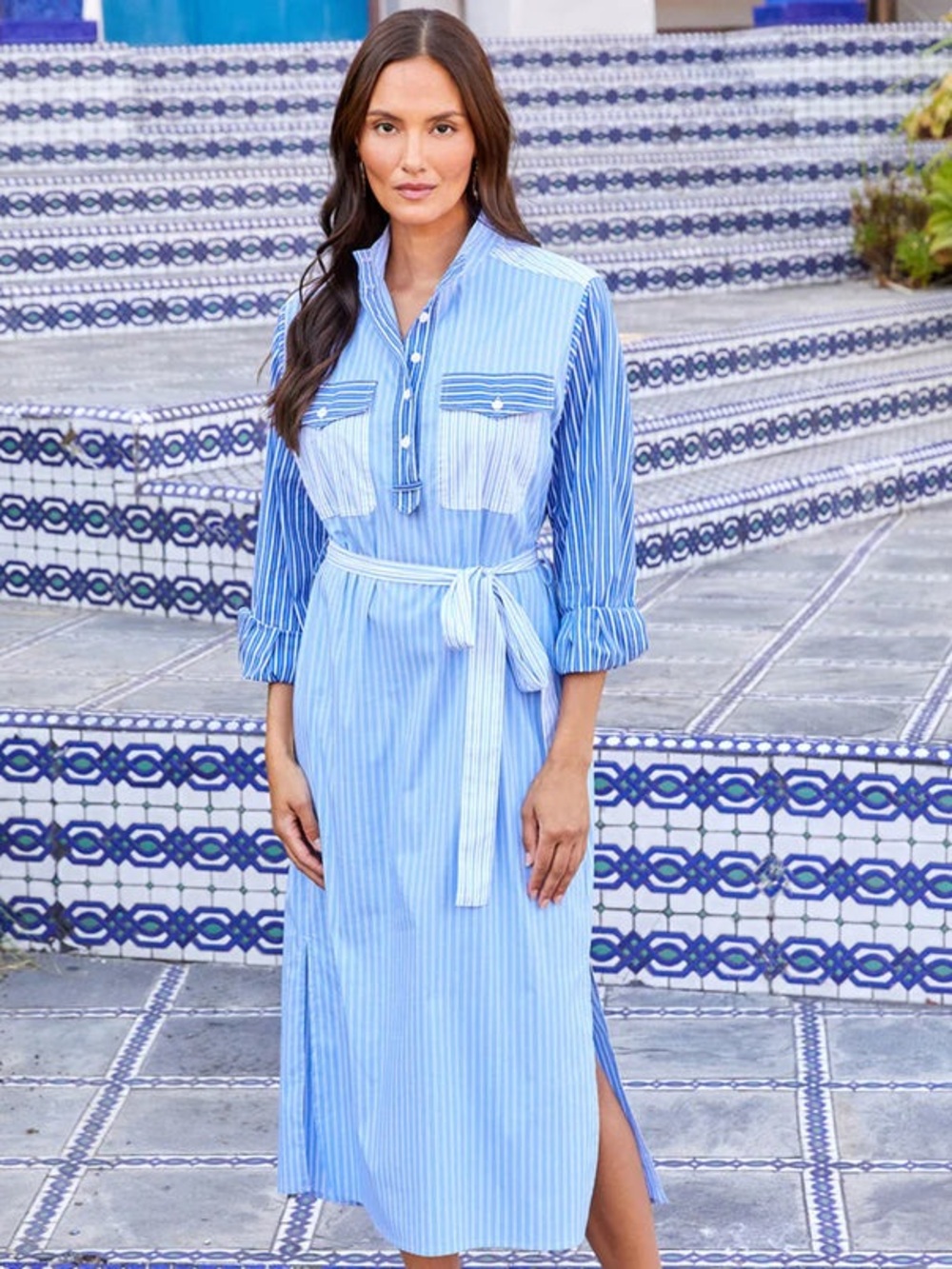 KAREN KANE MIXED STRIPE MIDI SHIRTDRESS STRIPE / NWT / $178/ L / Ptp-21”